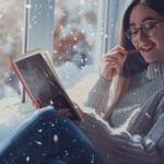 Woman journaling by a winter window, reflecting on New Year’s resolutions with warmth, realism, and quiet self-awareness.