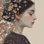 Klimt-inspired portrait symbolizing New Year resolutions as inner reflection, identity shift, and meaningful internal change.